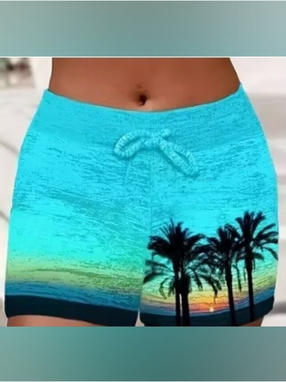 TRÏBE Tropical Print Elastic Waist Shorts Size XXL